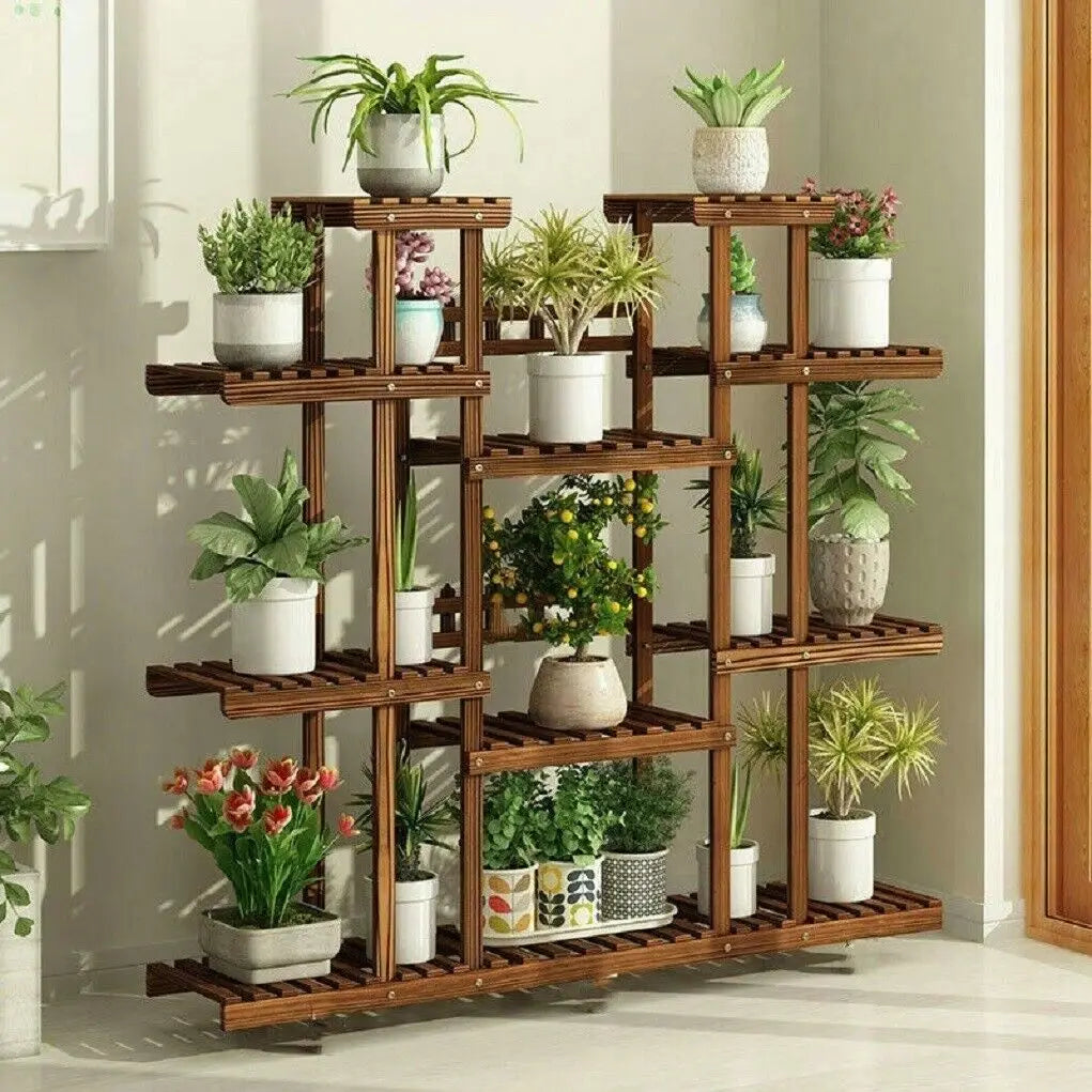 Wisfor Wooden Multi Tier Plant Stand For Indoor Outdoor Display