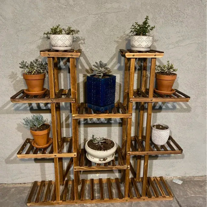 Wisfor Wooden Multi Tier Plant Stand For Indoor Outdoor Display
