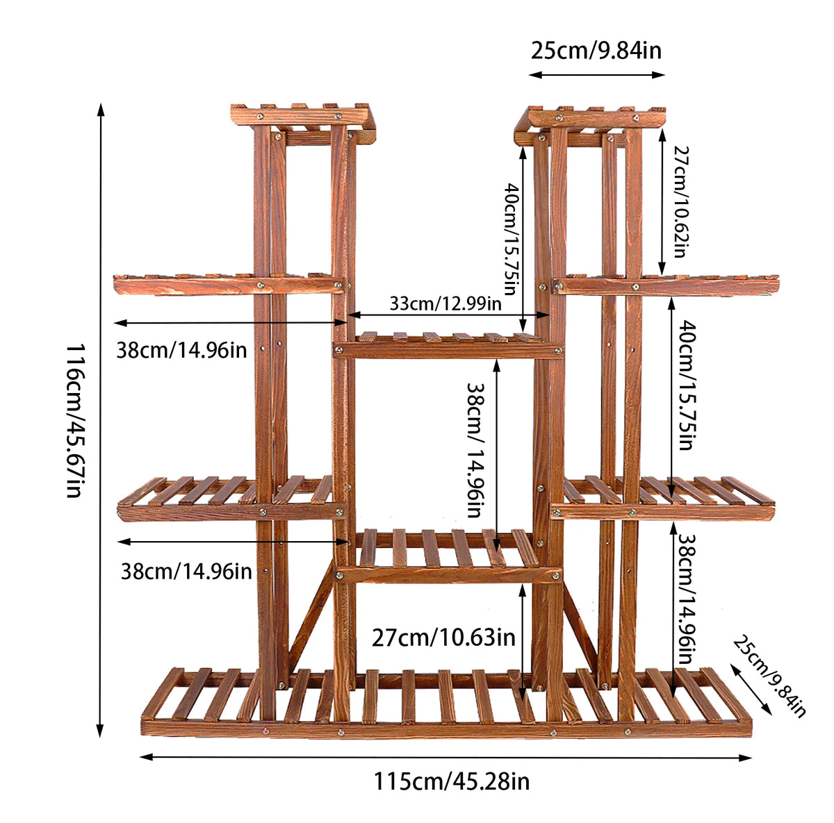 Wisfor Wooden Multi Tier Plant Stand For Indoor Outdoor Display