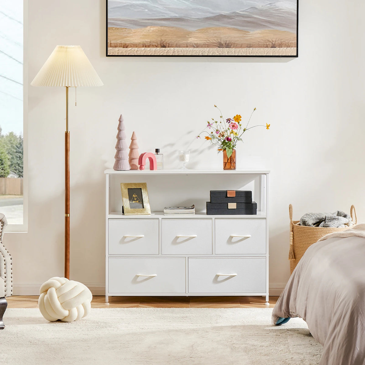 JHK Modern Bedroom Wardrobe Storage Cabinet With Fabric Drawers