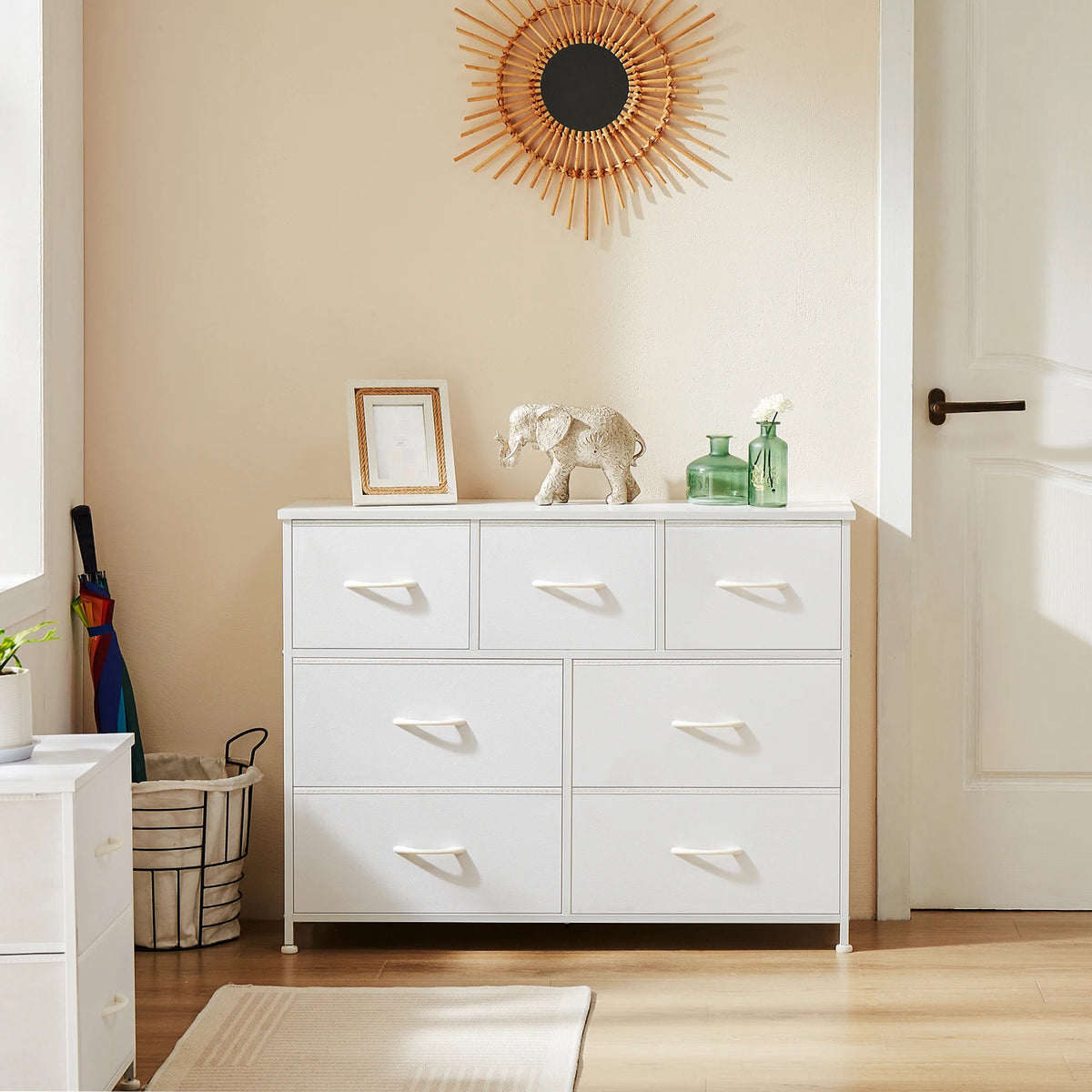 JHK Modern Bedroom Wardrobe Storage Cabinet With Fabric Drawers