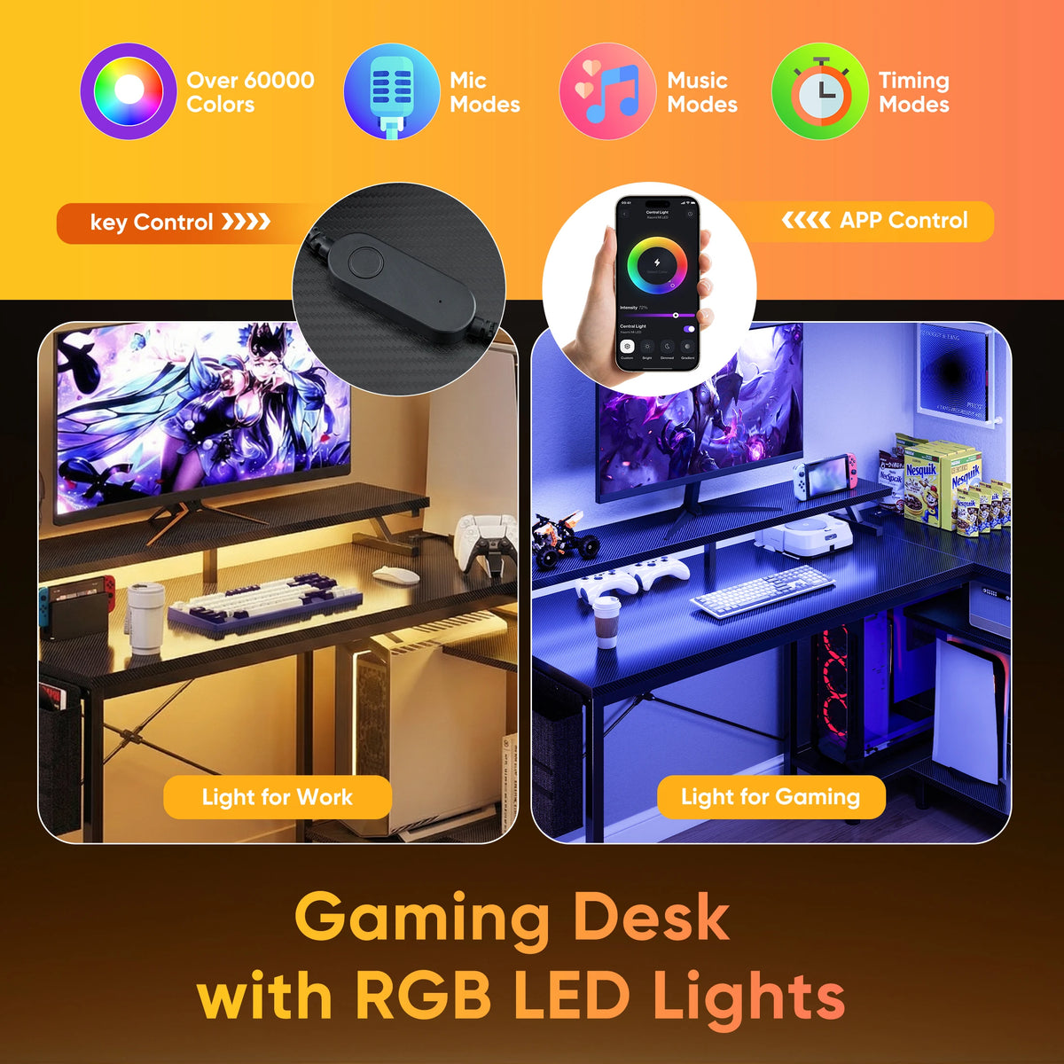 JHK L Shaped Computer Desk With Storage Shelves USB Charging