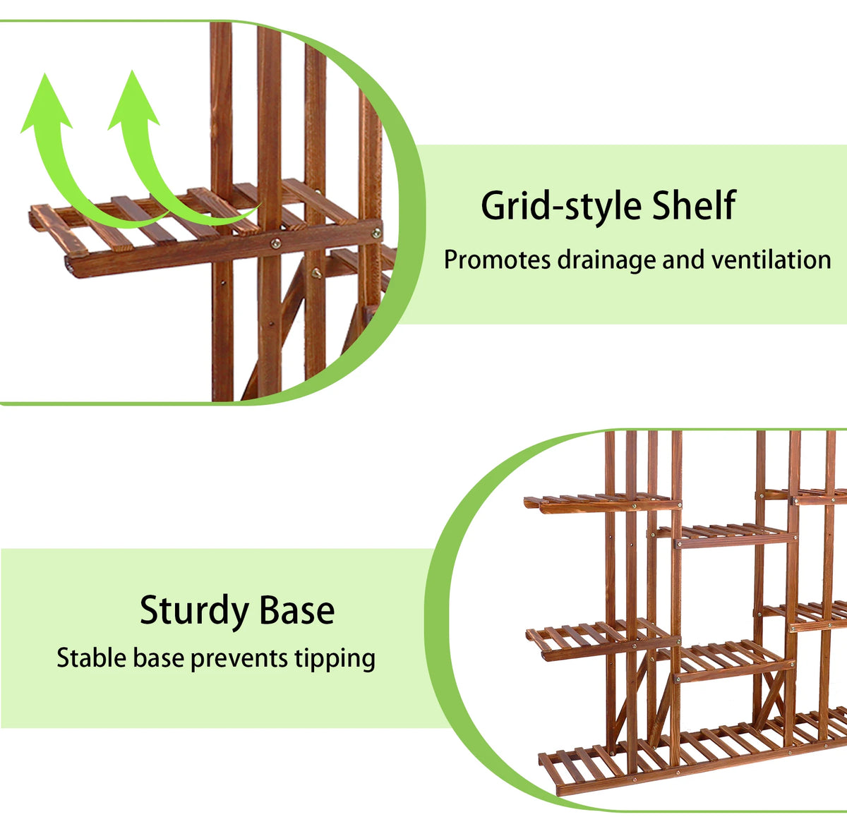 Wisfor Wooden Multi Tier Plant Stand For Indoor Outdoor Display