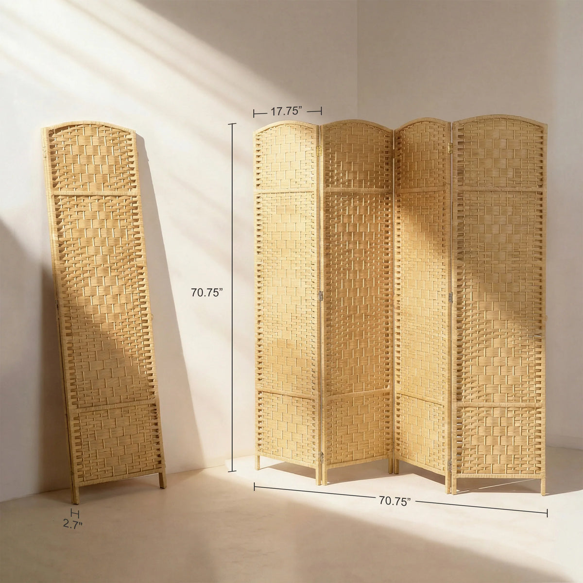 HOMCOM Folding Room Divider Privacy Screen with Woven Panel