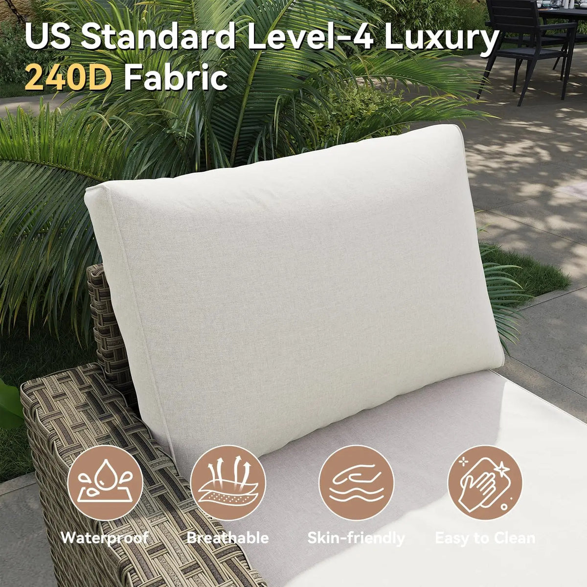 AOXUN Outdoor Wicker Patio Sectional Set With Cushioned Rocker Chairs