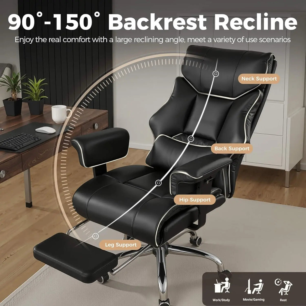 COMHOMA Ergonomic Executive Office Chair With Lumbar Support
