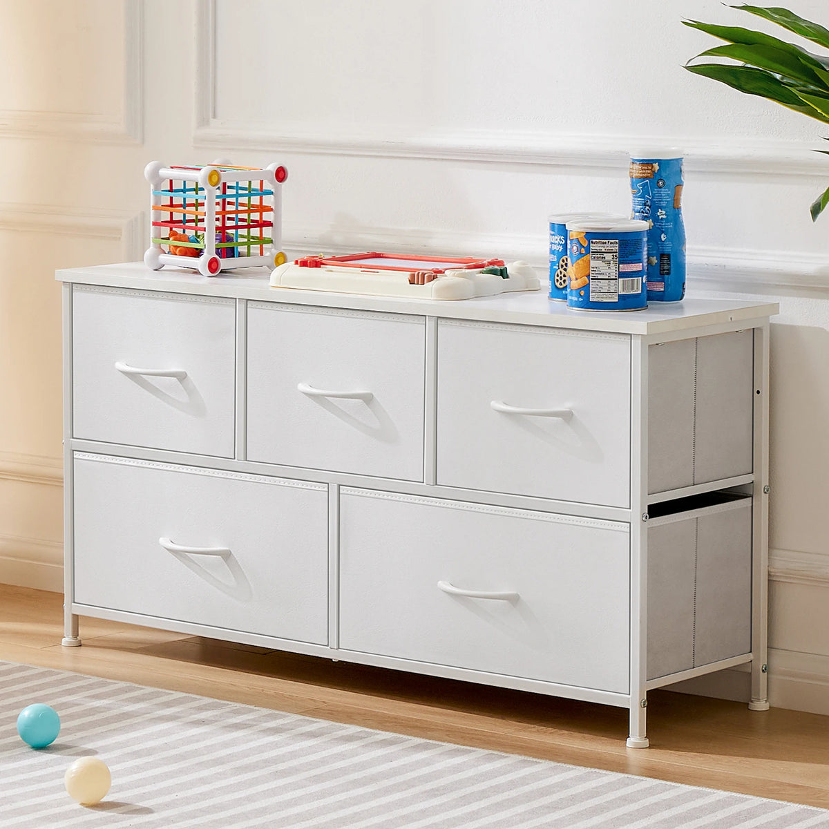 JHK Modern Bedroom Wardrobe Storage Cabinet With Fabric Drawers