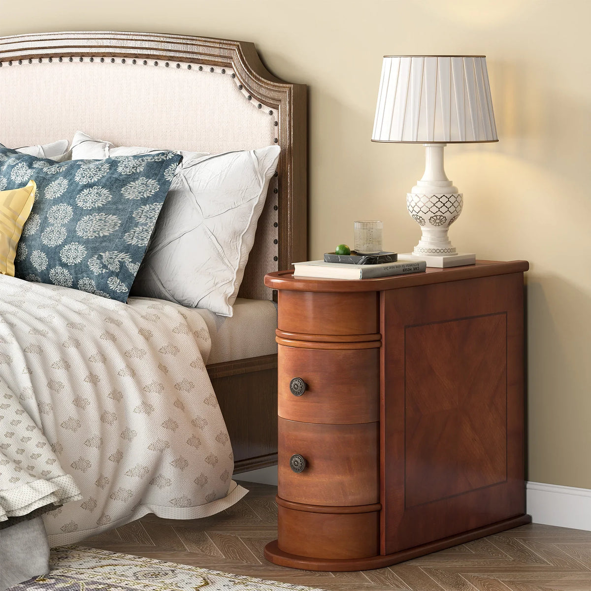 Tribesigns Solid Wood End Table With Drawer For Sofa