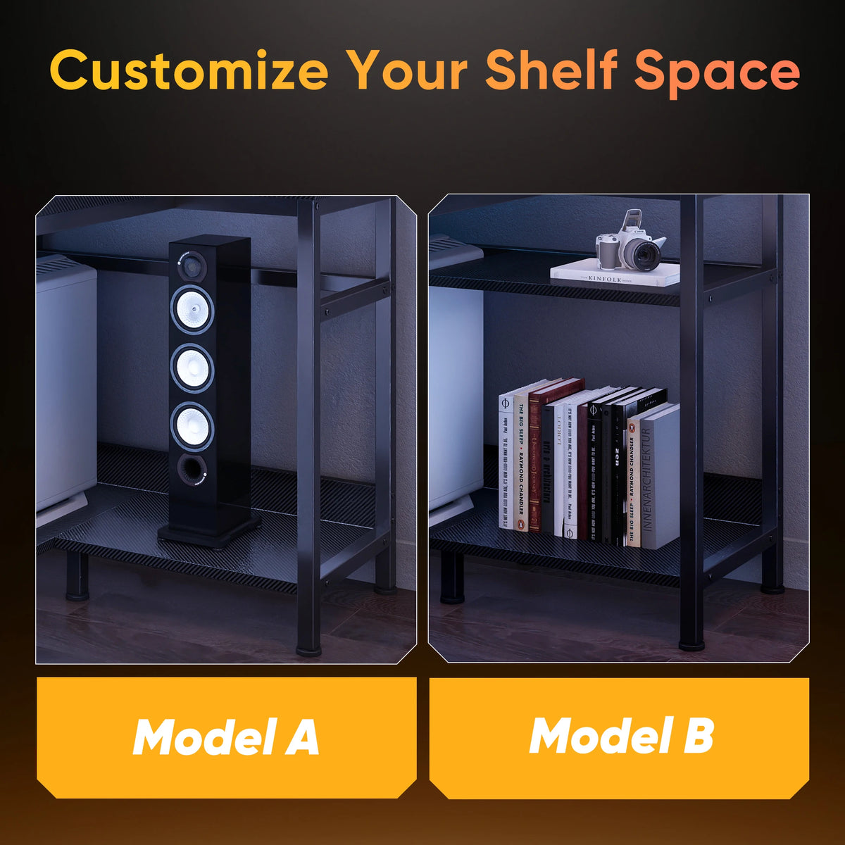 JHK L Shaped Computer Desk With Storage Shelves USB Charging