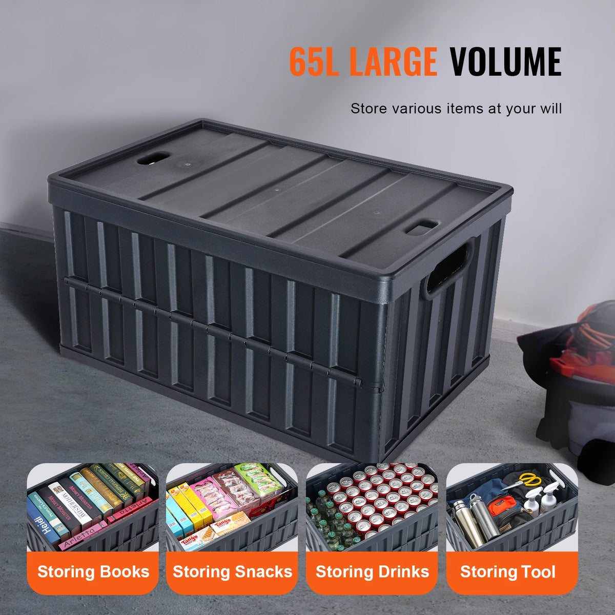 SucceBuy Collapsible Stackable Storage Bins With Lids