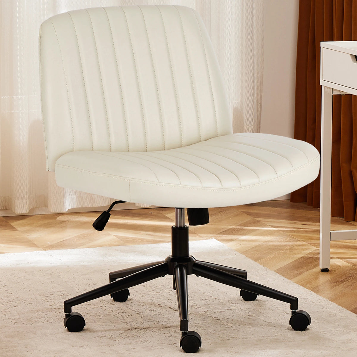 JHK Armless Office Chair With Wheels And Adjustable Height
