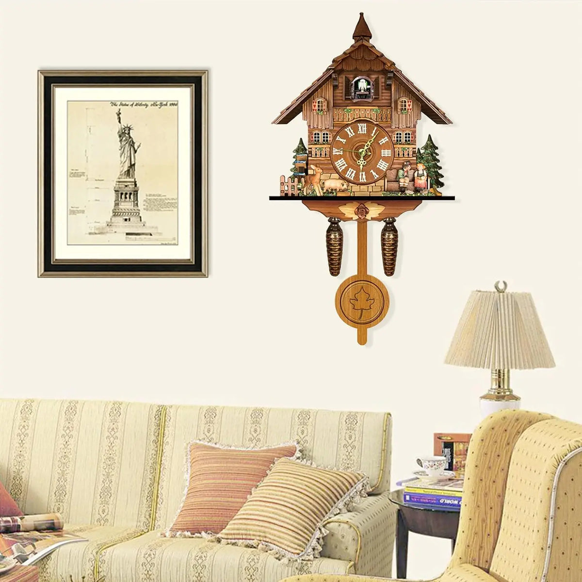 Northern European Cuckoo Wall Clock With Alarm for Home Decor