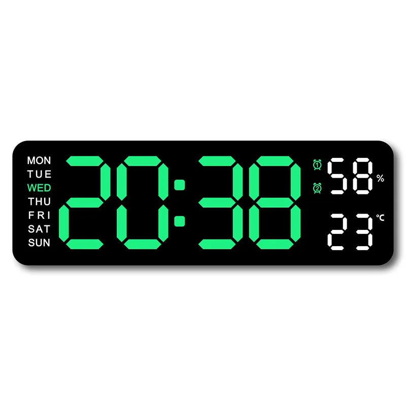 USB Smart Mute LED Electronic Wall Clock With Thermometer Alarm Display
