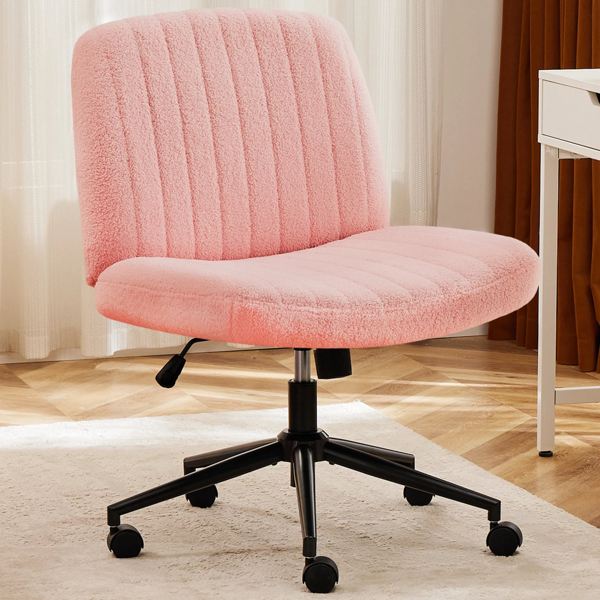 JHK Armless Office Chair With Wheels And Adjustable Height