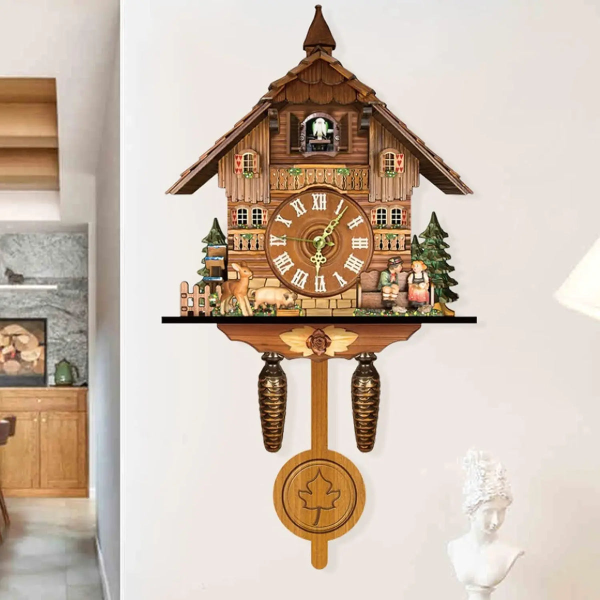 Northern European Cuckoo Wall Clock With Alarm for Home Decor