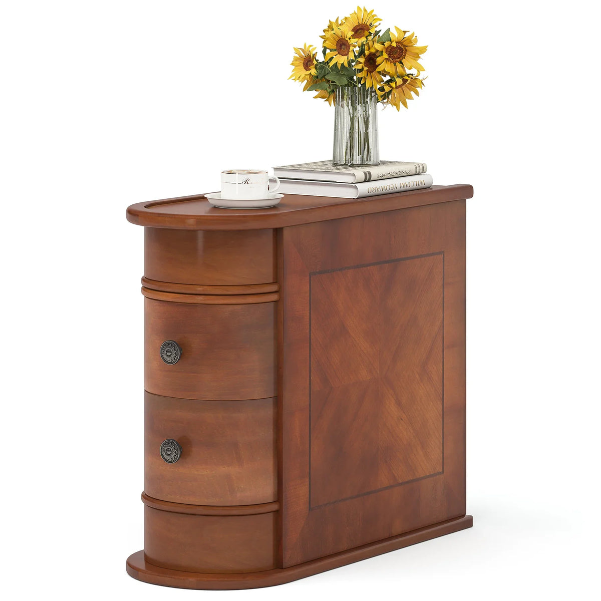 Tribesigns Solid Wood End Table With Drawer For Sofa