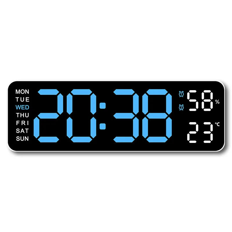 USB Smart Mute LED Electronic Wall Clock With Thermometer Alarm Display