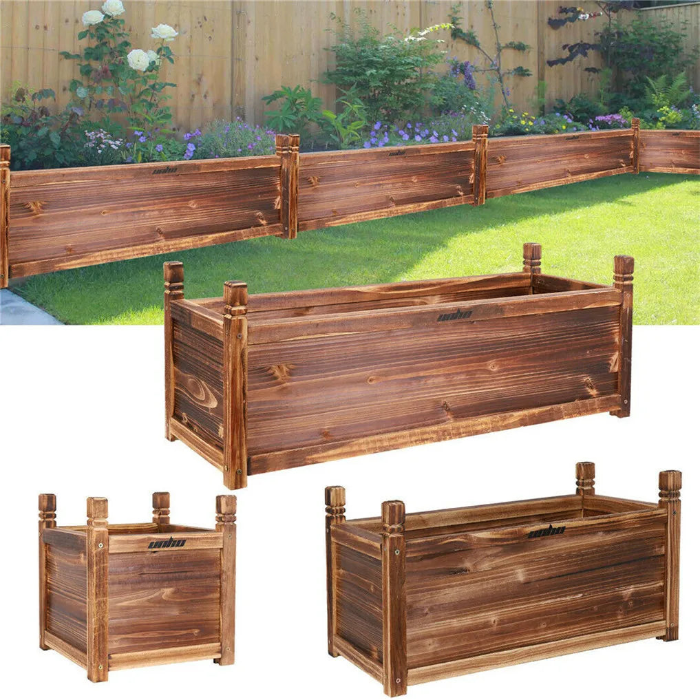 Wooden Raised Garden Bed Planter for Flowers Herbs and Vegetables