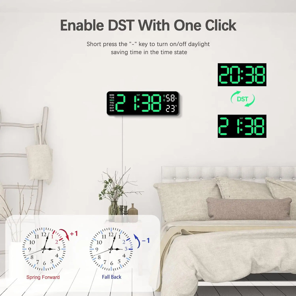 USB Smart Mute LED Electronic Wall Clock With Thermometer Alarm Display
